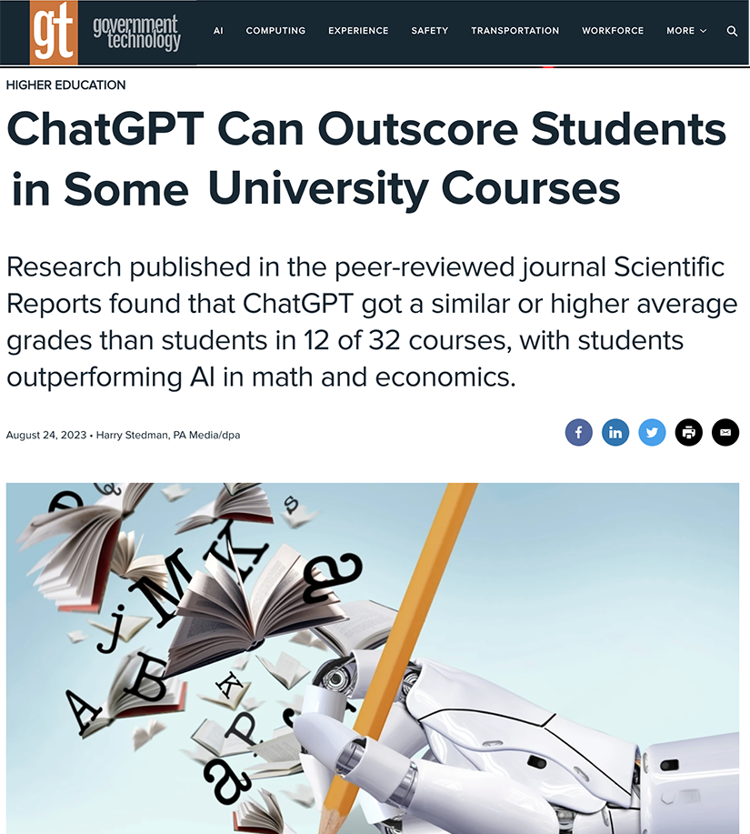 GovTech - ChatGPT can outscore students
