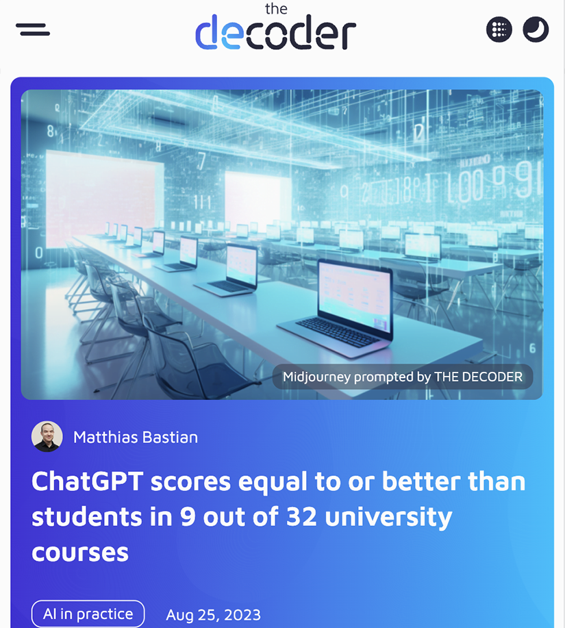 The Decoder coverage: ChatGPT surpasses students in writing assignments
