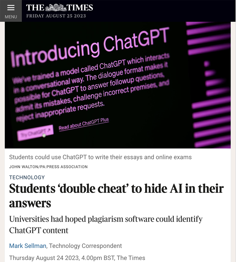 The Times - AI detectors fail when texts are run through online grammar tool